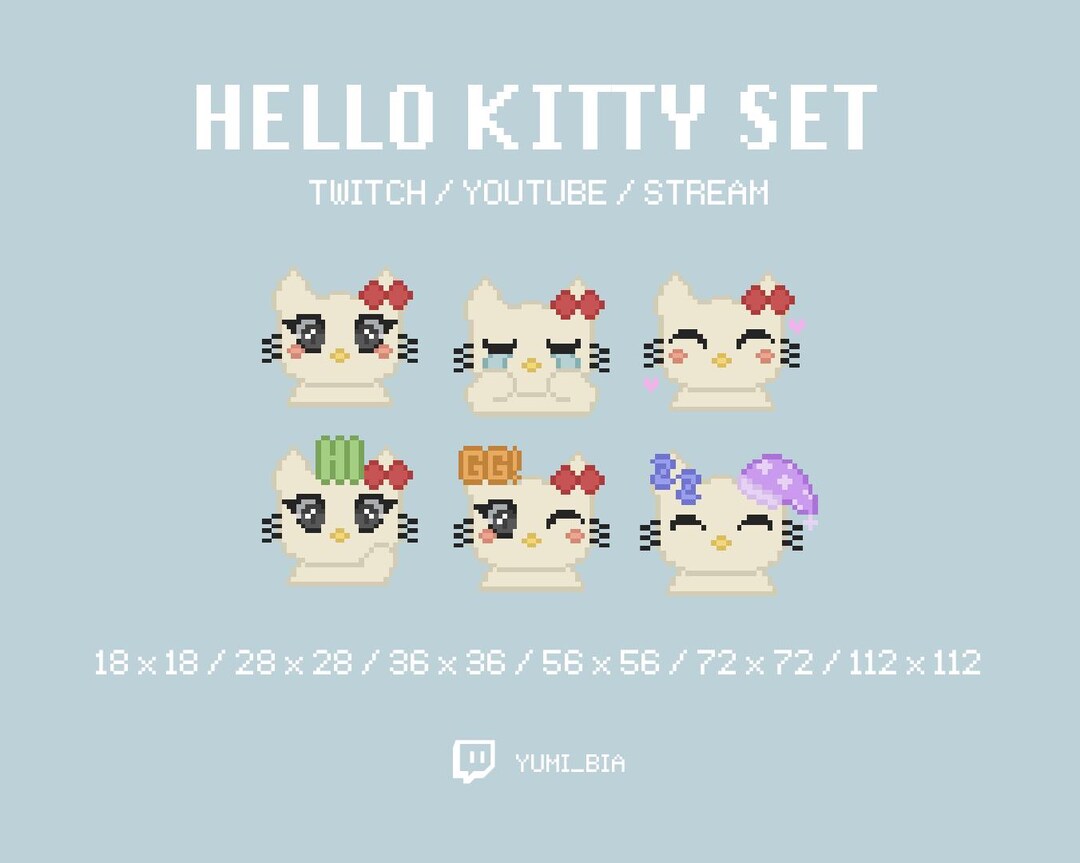 Twitch Hello Kitty Emotes / Sub / Bit Badges Hello Kitty Collection ...