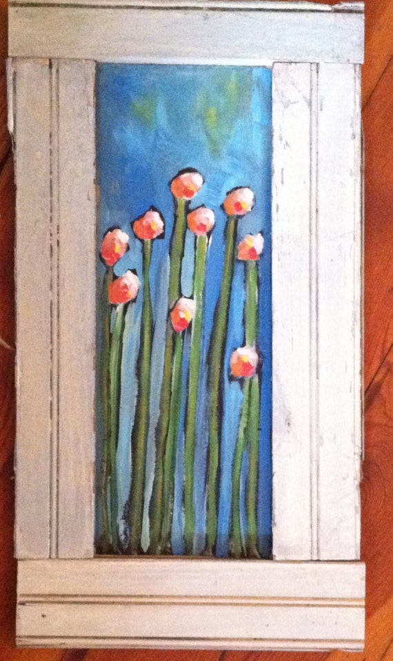 Items similar to Floral Art FRAMED original painting on wood on Etsy