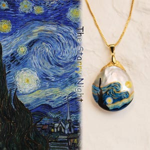 Handmade Pearl Necklace, Real Freshwater Pearl, Hand-painted Baroque Pearl necklace, Wedding Gift, Anniversary Gift, Charm Necklaces