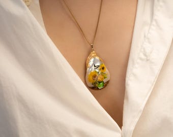 Collar de perlas hecho a mano, perla de agua dulce real, collar de perlas barrocas pintadas a mano, regalo de boda, regalo de aniversario, perla barroca