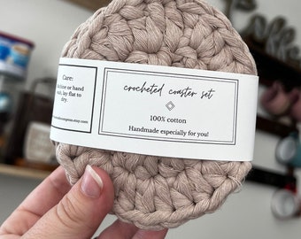 Set of 4 Cotton Coasters | Crocheted