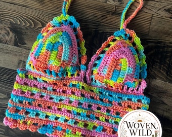 Crochet Rainbow Halter Top