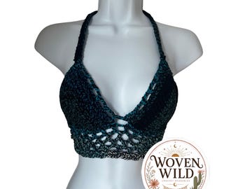 Midnight Tide Crochet Halter Top