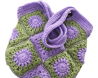 Crochet Bag, Boho Bag, Afghan Bag, Granny Square, Crochet Purse, Retro Bag, Hippie Bag, Afghan Crochet, Market Bag