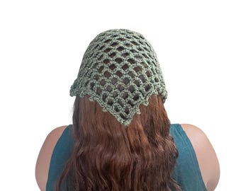 Crochet Mesh Bandana | Olive Green