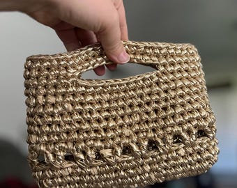 Crochet Gold Handbag | Mini Purse