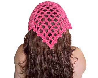 Crochet Mesh Bandana | Hot Pink