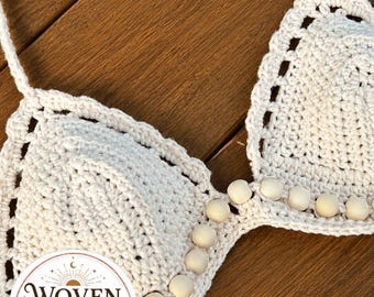 Ivory Beaded Crochet Bralette
