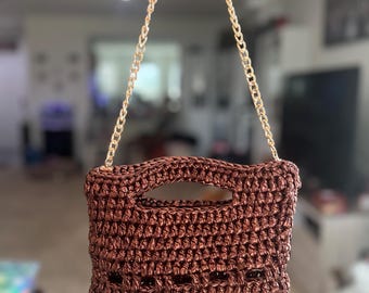 Crochet Bronze Handbag | Mini Purse