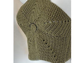 Olive Bloom Crochet Star Halter Top