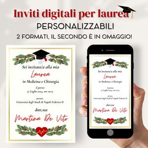 Invito Laurea Digitale Personalizzabile Tutte le Facoltà | Biglietto Laurea PDF Stampabile e per WhatsApp | Festa di Laurea Online