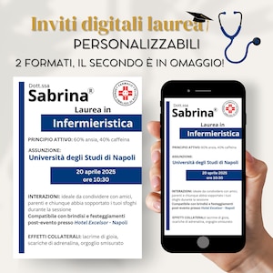 Invito Laurea Digitale Farmacia Foglietto Illustrativo | Medicina Infermieristica | Personalizzabile, Stampabile, WhatsApp