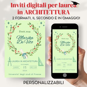 Invito Laurea Architettura Digitale Personalizzabile | File Stampabile e WhatsApp | Festa di Laurea Facoltà Architettura Design