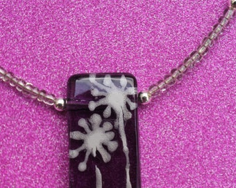 GLASS Necklace with Dandelion Pendant