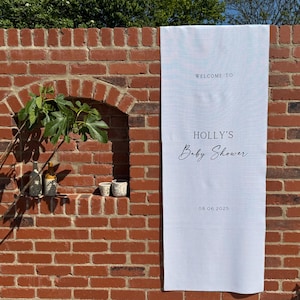 Linen baby shower sign, baby shower banner