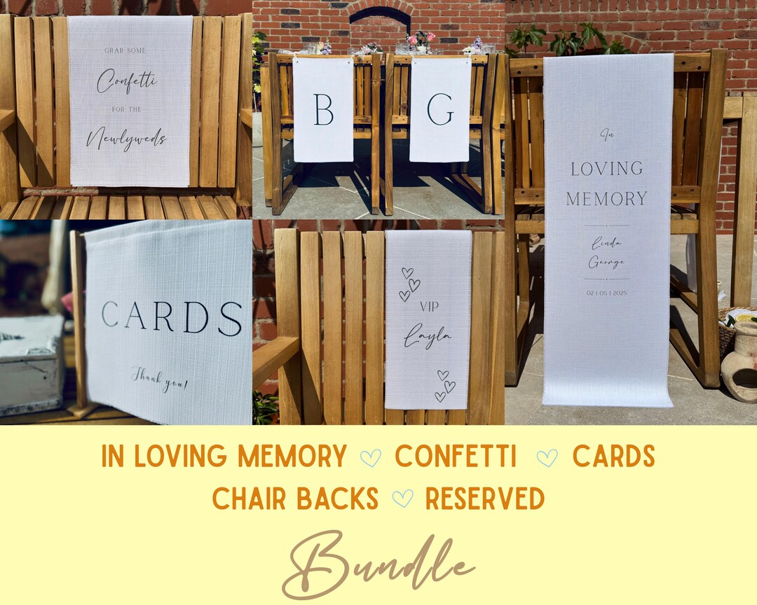 Linen Wedding Sign Bundle - in Loving Memory Sign, Card Sign, Reserved ...