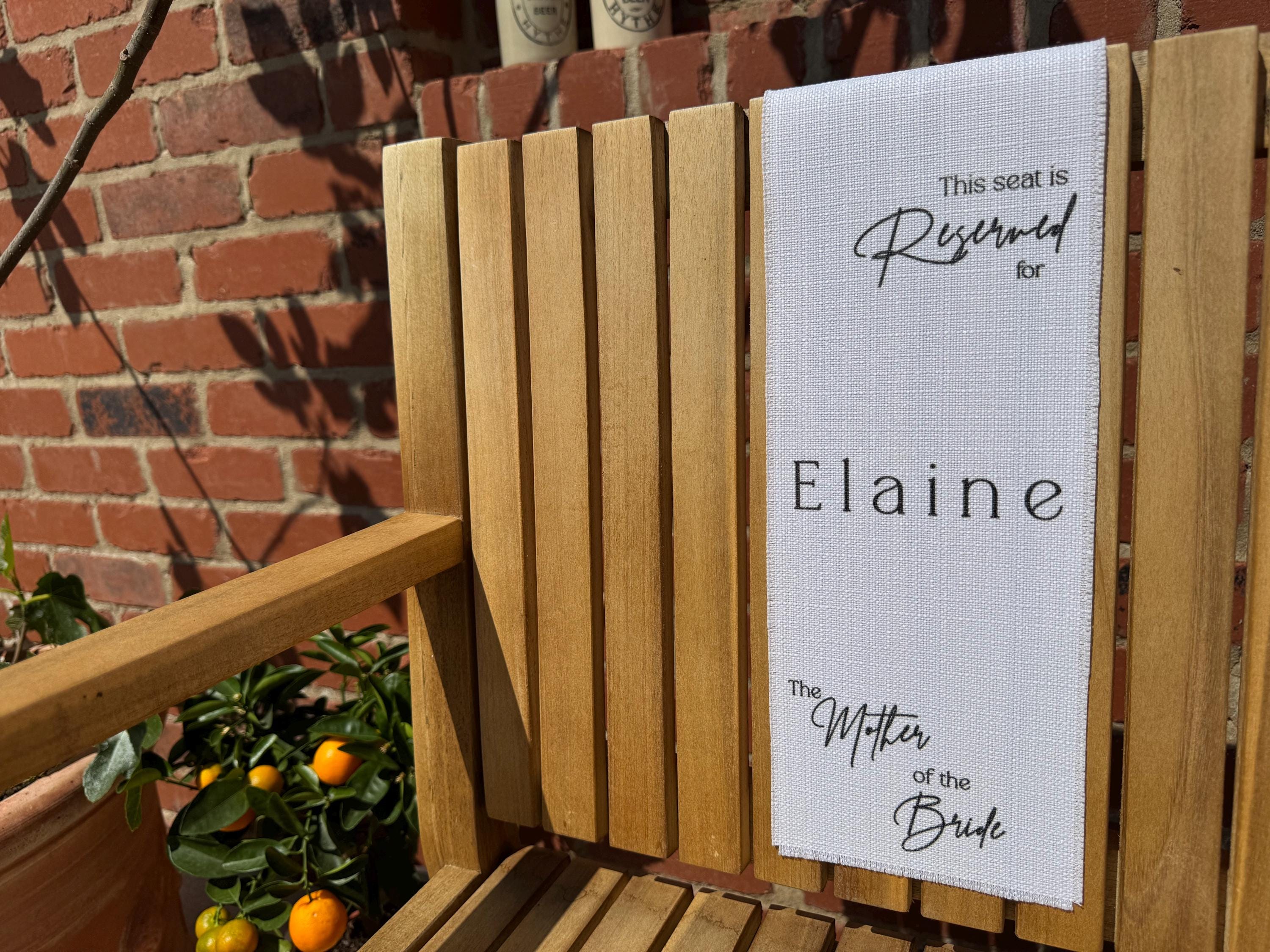 Linen reserved sign wedding chair decor