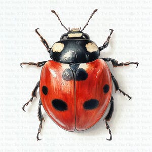 Clipart di coccinelle / 10 JPG di alta qualità / Download digitale / Arte per bambini / Creazione di biglietti / Clipart di insetti / Artigianato di carta digitale / Tecniche miste
