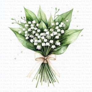 Bouquet de muguet des cliparts | JPG de haute qualité | Téléchargement numérique instantané | Journal indésirable | Clipart aquarelle imprimable | Créations en papier