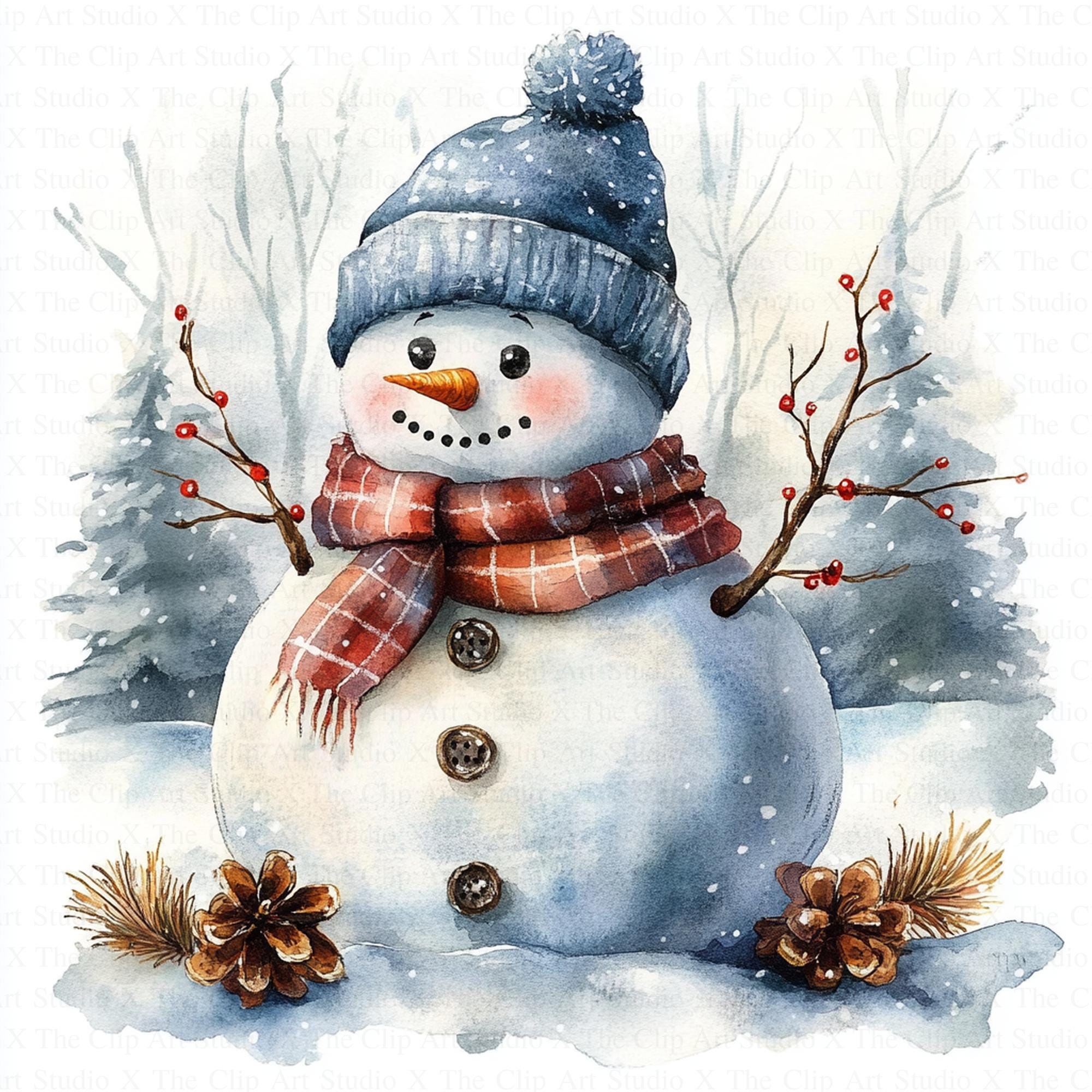 雪だるまのクリップアート | 10 個の高品質 JPG | デジタル