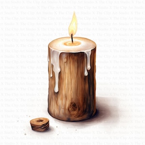 Rustic Candles Clipart | 10 High Quality JPGs | Instant Digital Download | Scrapbooking | Paper Craft | Candle Clipart | Watercolor Clipart