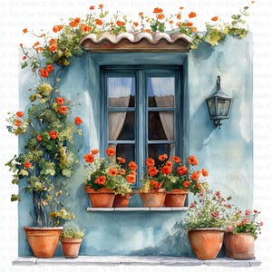 Clipart finestre mediterranee / 10 JPG di alta qualità / Download digitale / Arte per bambini / Creazione di biglietti / Artigianato di carta digitale / Scrapbooking
