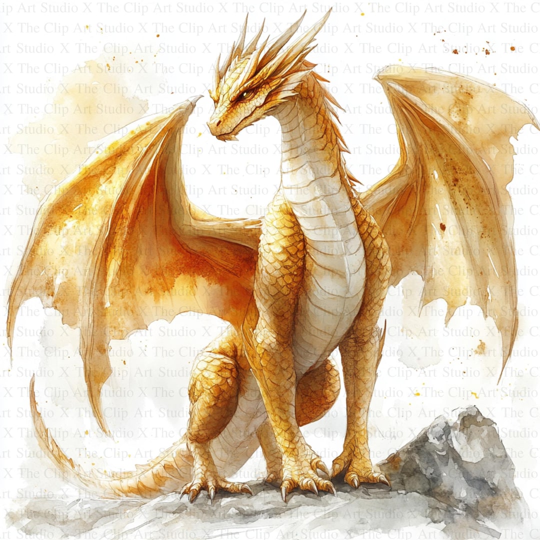 Golden Dragon Clipart | 10 High Quality Jpgs | Digital Download