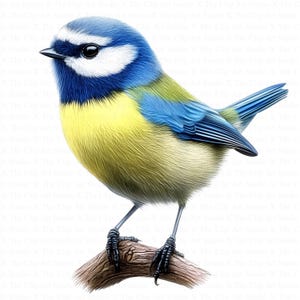 Oiseau mésange bleue | 10 fichiers JPG de haute qualité | Téléchargement numérique | Scrapbooking | Clipart aquarelle imprimable | Créations en papier | Journaux indésirables