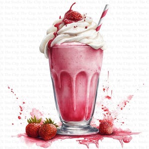 Milchshake Clipart | 10 hochwertige JPGs | Digitaler Download | Kartengestaltung | Essen Clipart | Digitales Papiermodell | Scrapbooking | Gärtnerische Kunst