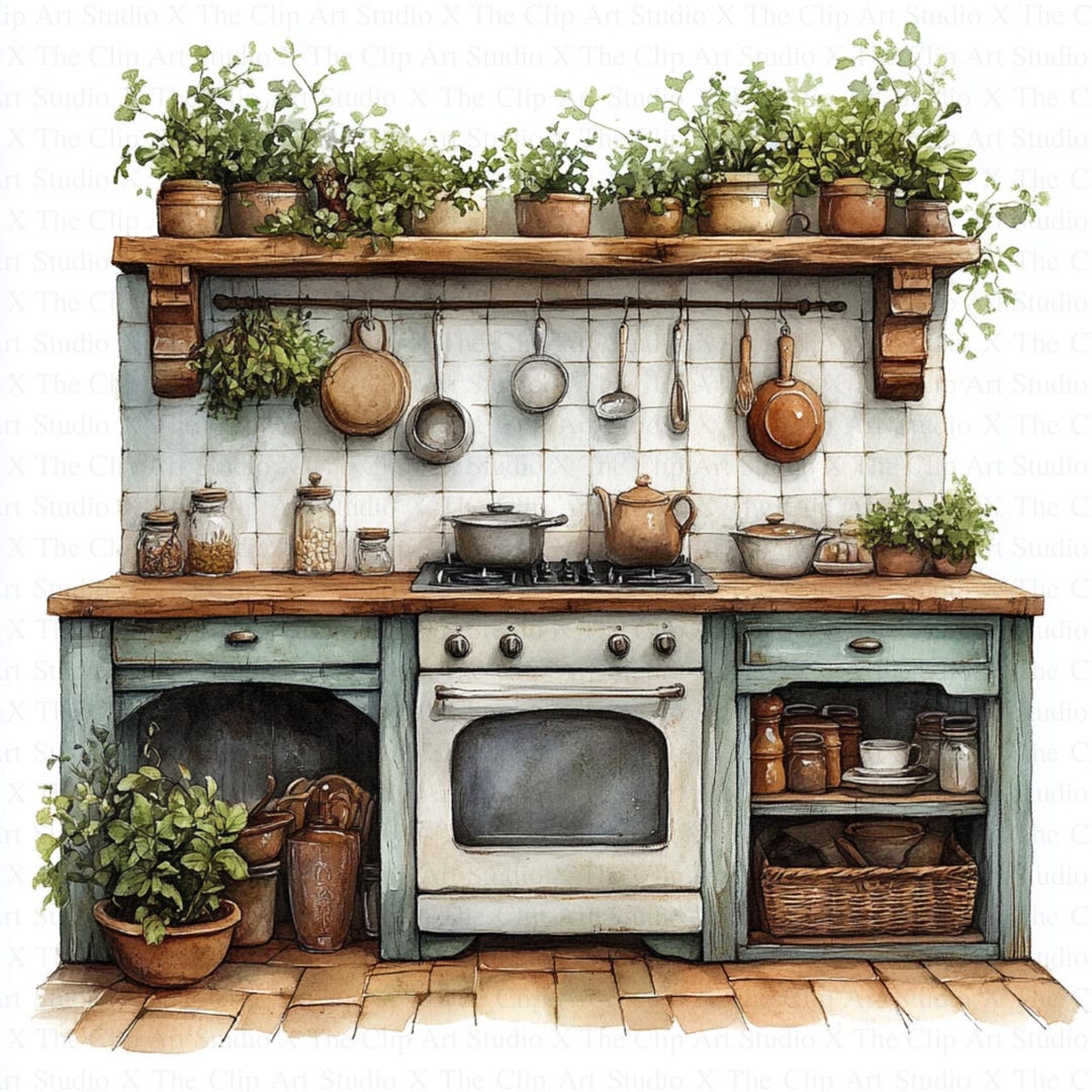 Watercolor Fairy Kitchen Clipart | 10 High Quality Jpgs | Digital ...