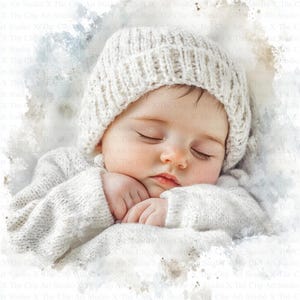Baby Sleeping Clipart | 10 High Quality JPG | Digital Download | Paper Craft | Junk Journal | Nursery Print | Printable Watercolor Clipart