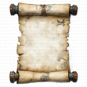 Middeleeuwse rol clipart | 10 JPG's van hoge kwaliteit | Digitale download | Vintage rol | Aquarel clipart | Digitaal papiermodel | Junkjournaal