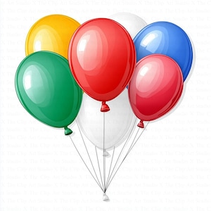 Ballons de fête des cliparts | 10 fichiers JPG de haute qualité | Téléchargement numérique | Créations en papier | Clipart ballons colorés | Clipart aquarelle imprimable