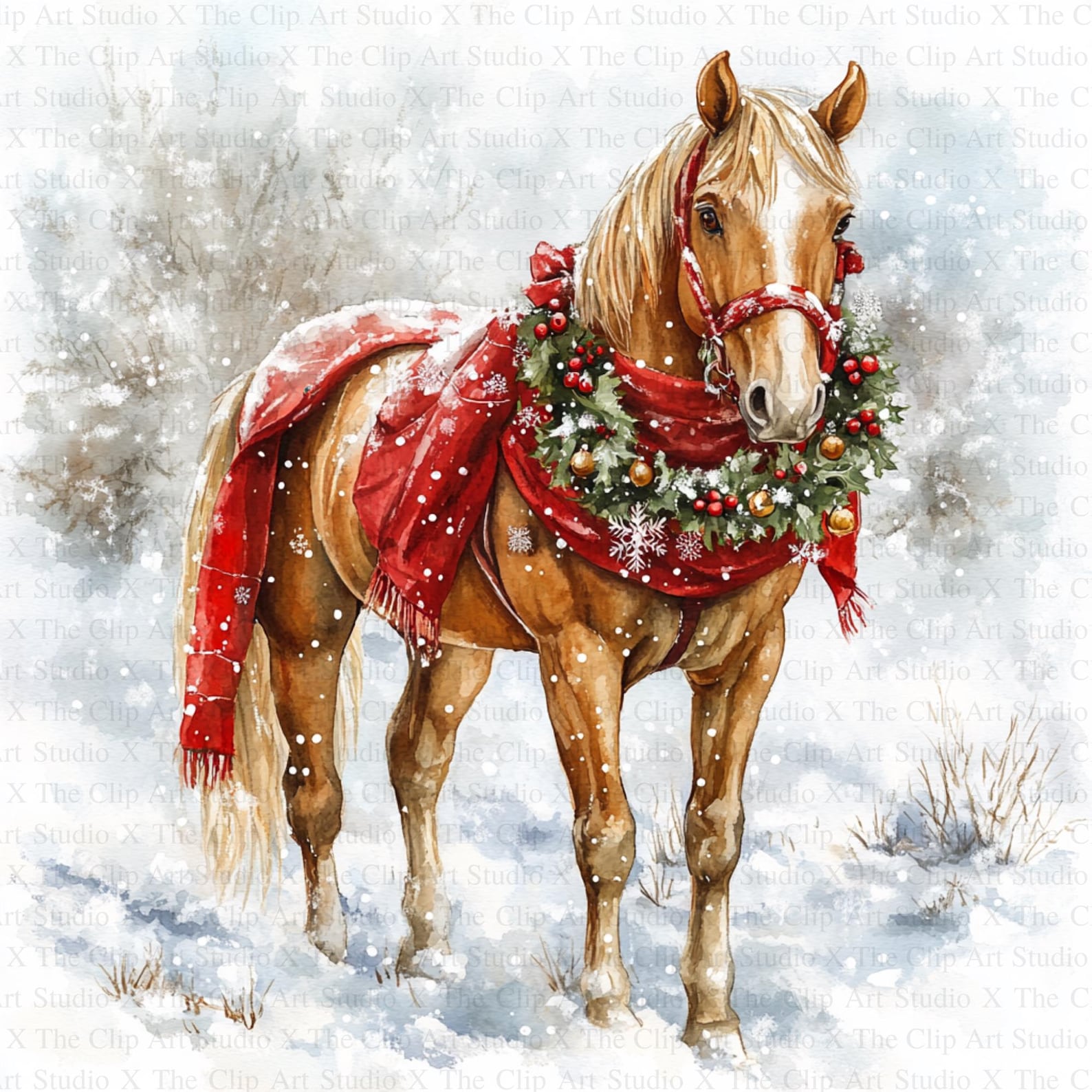 Christmas Horses Clipart | 10 High Quality Jpgs | Digital Download ...