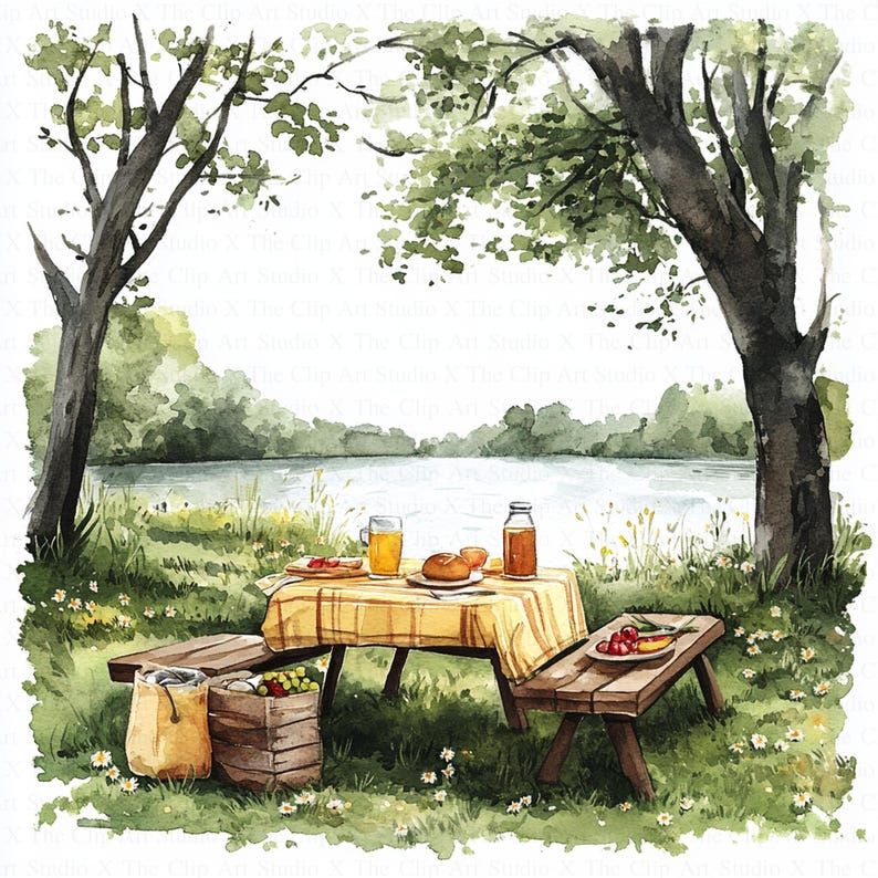 Spring Picnic Graphics Spring Picnic Clipart | 10 High Quality Jpgs | Digital Download | Paper ...
