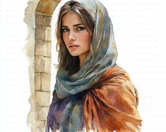 Woman In Biblical Times Clipart | 10 High Quality JPGs | Digital Download | Printable Watercolor Clipart | Digital Paper Craft, Junk Journal