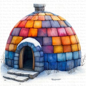 Igloo Clipart | 10 High Quality JPGs | Instant Digital Download | Scrapbooking | Mixed Media | Clip Art | Card Making | Digital Paper Craft