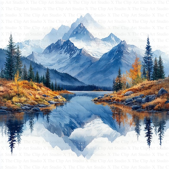 Mountain Landscape Clipart | 10 High Quality Jpgs | Digital