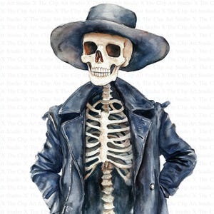 Halloween Skeleton Clipart | 10 High Quality JPGs | Digital Download | Junk Journals | Skull Clipart | Watercolor Clipart | Paper Craft