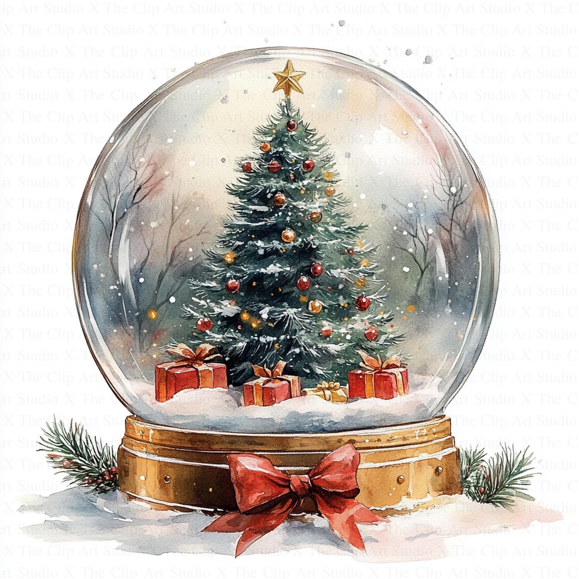 Christmas Tree Snow Globe Clipart | 10 High Quality JPG | Digital ...