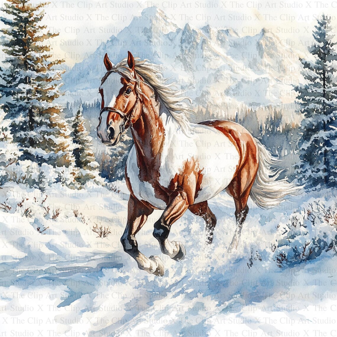 Christmas Horses Clipart | 10 High Quality Jpgs | Digital Download ...