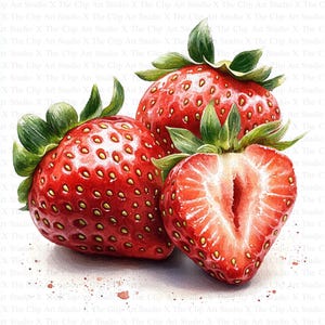 Clipart de fresas vintage / 10 archivos JPG de alta calidad / Descarga digital / Libros de recuerdos / Gráficos imprimibles, creación de tarjetas, manualidades con papel digital