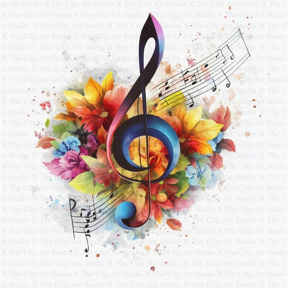 Watercolor Music Notes Clipart | 10 High Quality Jpgs | Digital