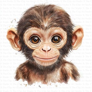 Affe Clipart | 10 hochwertige JPGs | Sofortiger digitaler Download | Kinderzimmer Kunst | Kartengestaltung | Clip-Kunst Affe Druck | Digitales Papiermodell