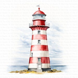 Lighthouse Clipart | 10 High Quality JPGs | Digital Download | High Resolution | Paper Craft | Junk Journals | Printable Watercolor Clipart