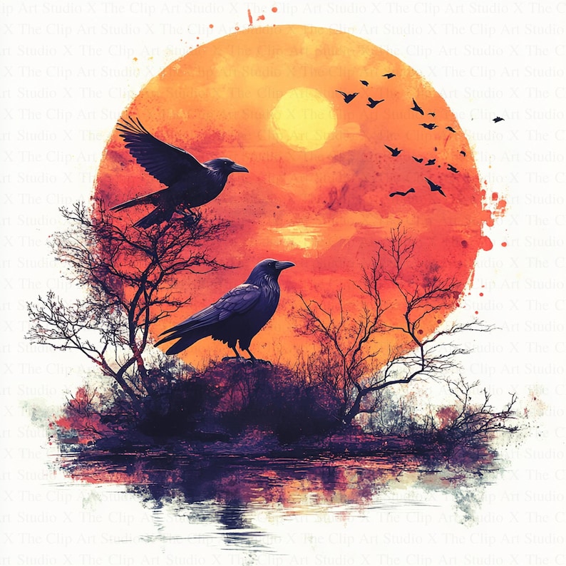 Two Crows Clipart | 10 High Quality Jpgs | Digital Download ...