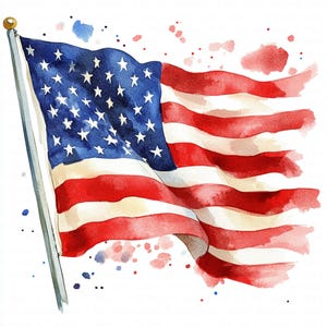 USA Flag Clipart | 10 High Quality JPGs | Digital Download | Scrapbooking | Watercolor Clipart | Digital Paper Craft | Sublimation | Wallart