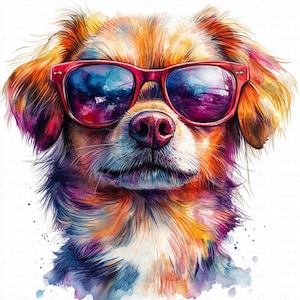 Perros geniales / 10 archivos JPG de alta calidad / Descarga digital / Manualidades de papel / Diario basura / Perros de discoteca / Varios perros / Clipart de acuarela imprimible