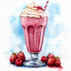 Milchshake Clipart | 10 hochwertige JPGs | Digitaler Download | Kinderzimmer Kunst | Kartengestaltung | Essen Clipart | Digitales Papiermodell | Scrapbooking