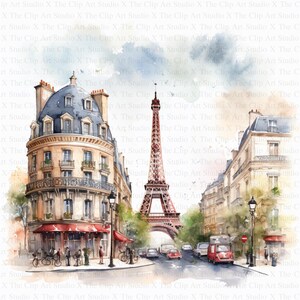 Clipart Vintage de Paris | 10 JPGs de Alta Qualidade | Download Digital | Diário de Lixo | Cartão Postal de Paris | Clipart de Aquarela para Imprimir | Artesanato em Papel
